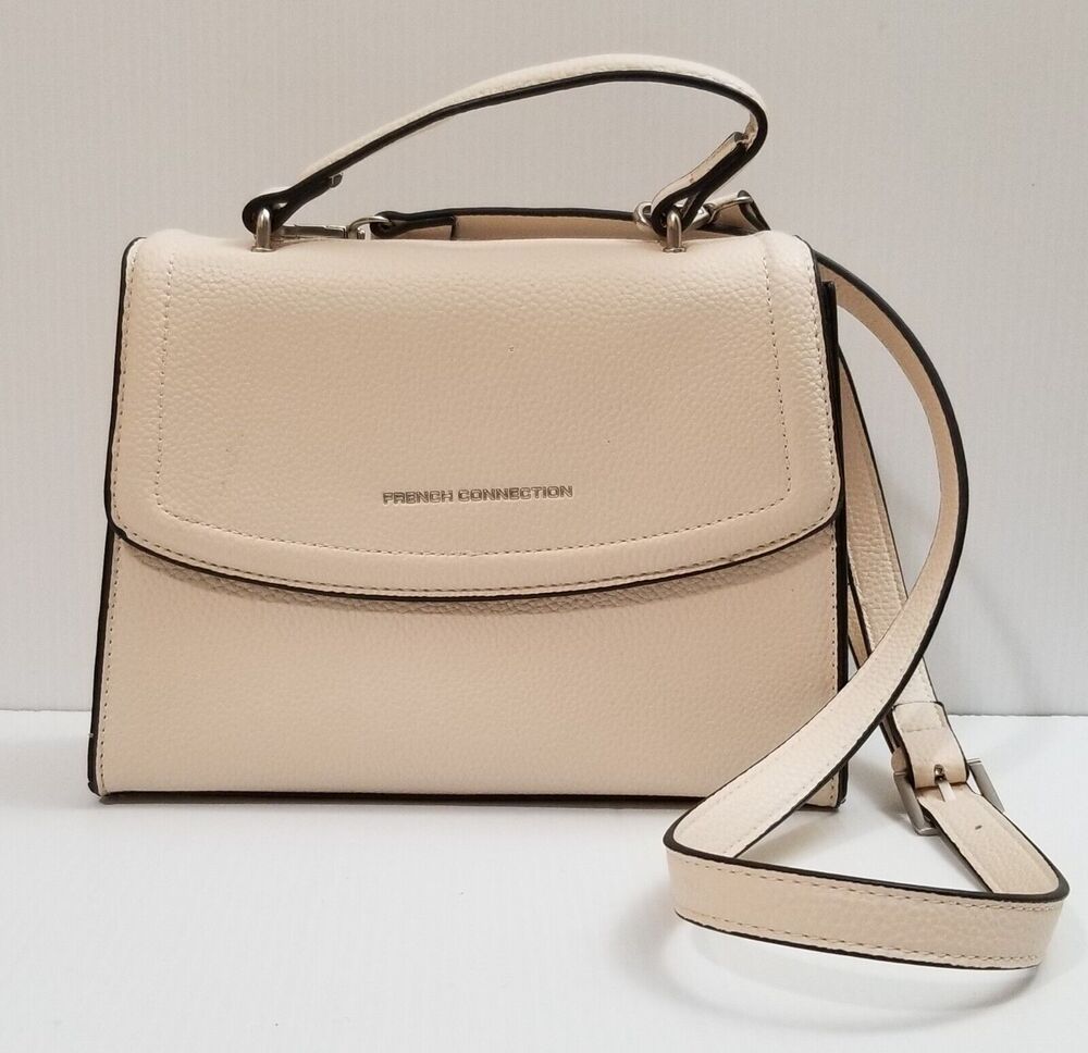French Connection UK Clover Pebble Cream Crossbody Bag Handbag Magnetic Snap EUC